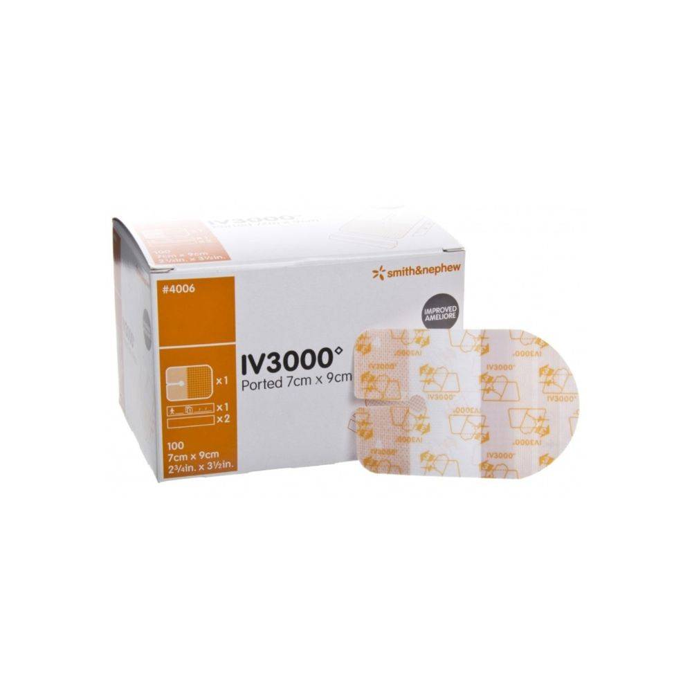 7 cm x 9 cm Opsite IV3000 vochtgevoelige katheterverbanden met poort